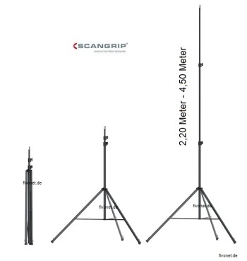 2x Scangrip 03.5269 SITE LIGHT 80 Baustrahler im Koffer Stativ 4,5m