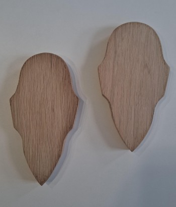 2 x Trophäenschild Brett Eiche roh unbehandelt Gehörnbrettchen Rohlinge