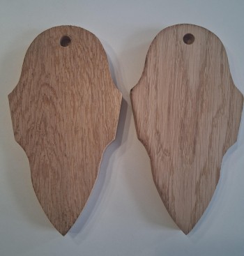 2 x Trophäenschild Brett Eiche roh unbehandelt Gehörnbrettchen Rohlinge