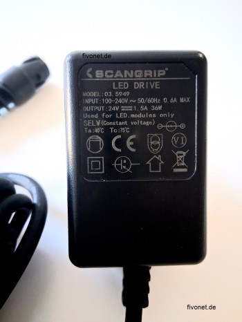 Scangrip 03.5949 Charger Ladegerät Netzteil NOVA 4 C+R for Life Akku-Arbeitsleuchte