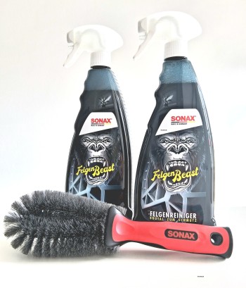SONAX 04333000 FelgenBeast 2x 1 Liter Felgenreiniger mit Felgenbürste