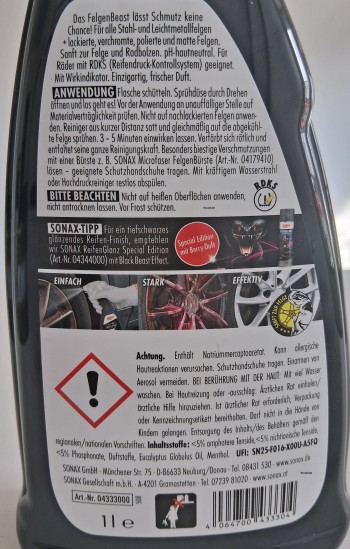 SONAX 04333000 FelgenBeast 1 Liter Felgenreiniger