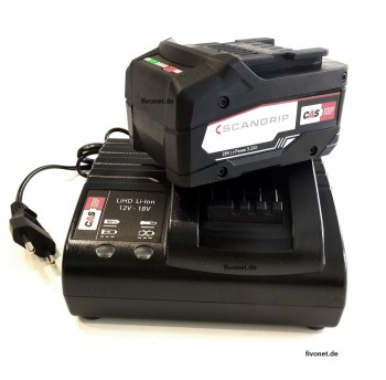 Scangrip 03.6121 CAS Akku 18V mit Ladestation und Power Supply Stromversorgung für Connect Arbeitsleuchten