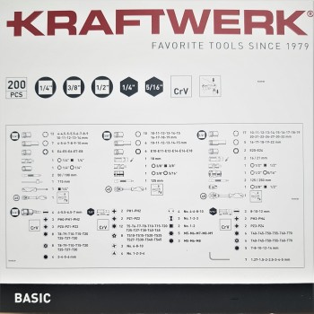 KRAFTWERK 200-tlg. Steckschlüsselsatz Basic Line 1/4" 3/8" 1/2"