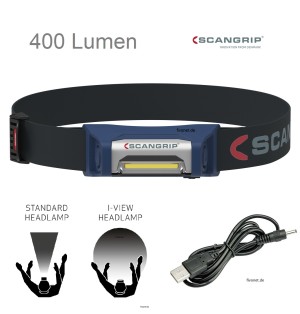 Scangrip 03.5626 I-VIEW 400 Lumen COB Sensor Akku Kopflampe Stirnlampe