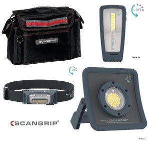 Scangrip Set bei fivonet.de NOVA R + Miniform + I-View / 3 Arbeitsleuchten mit Tasche