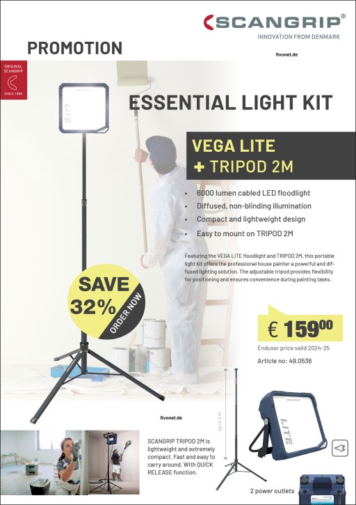 Scangrip 03.5453 VEGA LITE 6000 Lumen mit 2 Meter Stativ