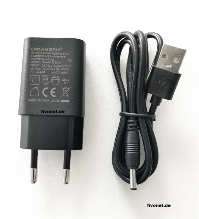 Scangrip 03.5373 USB Ladegerät Ladekabel 2A für NOVA R Multimatch R