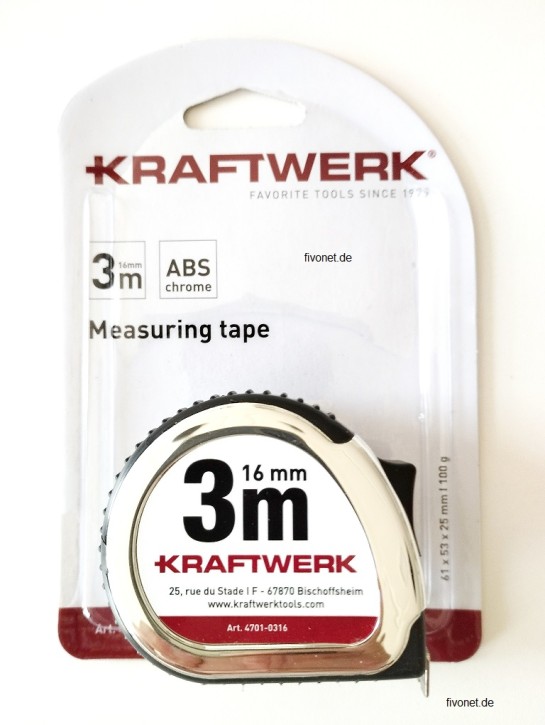 KRAFTWERK Rollmeter 3 Meter Maßband PRO LINE