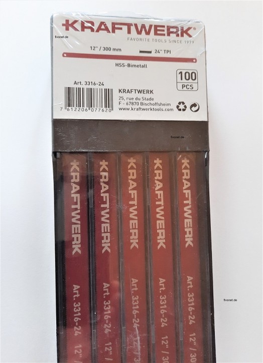 KRAFTWERK 100 Stück HSS Metall - Sägeblatt für Handsäge